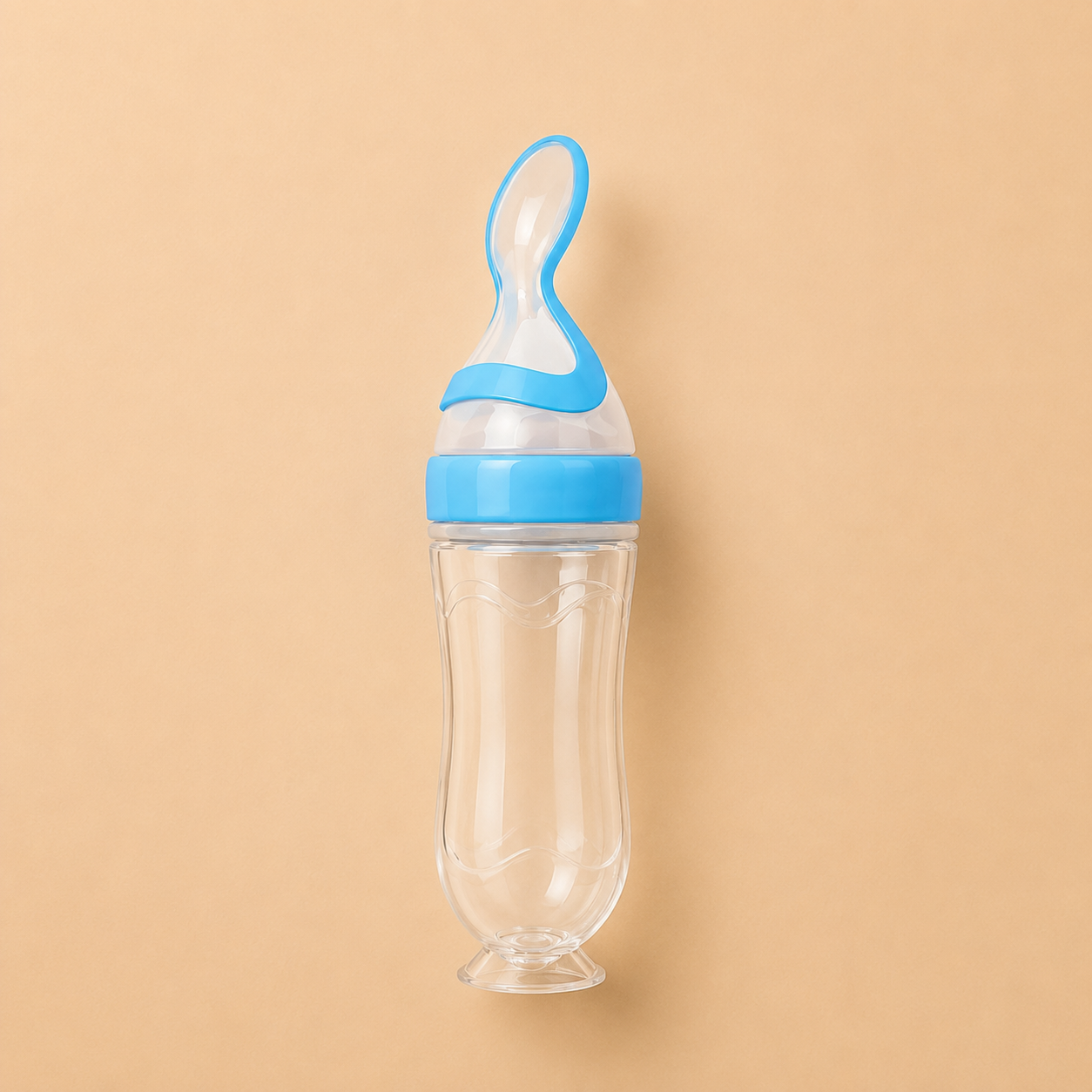 Silicone Baby Feeding Bottle with Spoon – Squeeze Feeder for Infants